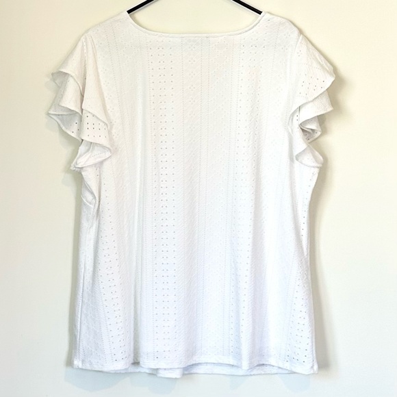 Adrianna Papell White Eyelet Ruffle Blouse - Size: 1X - Picture 6 of 6
